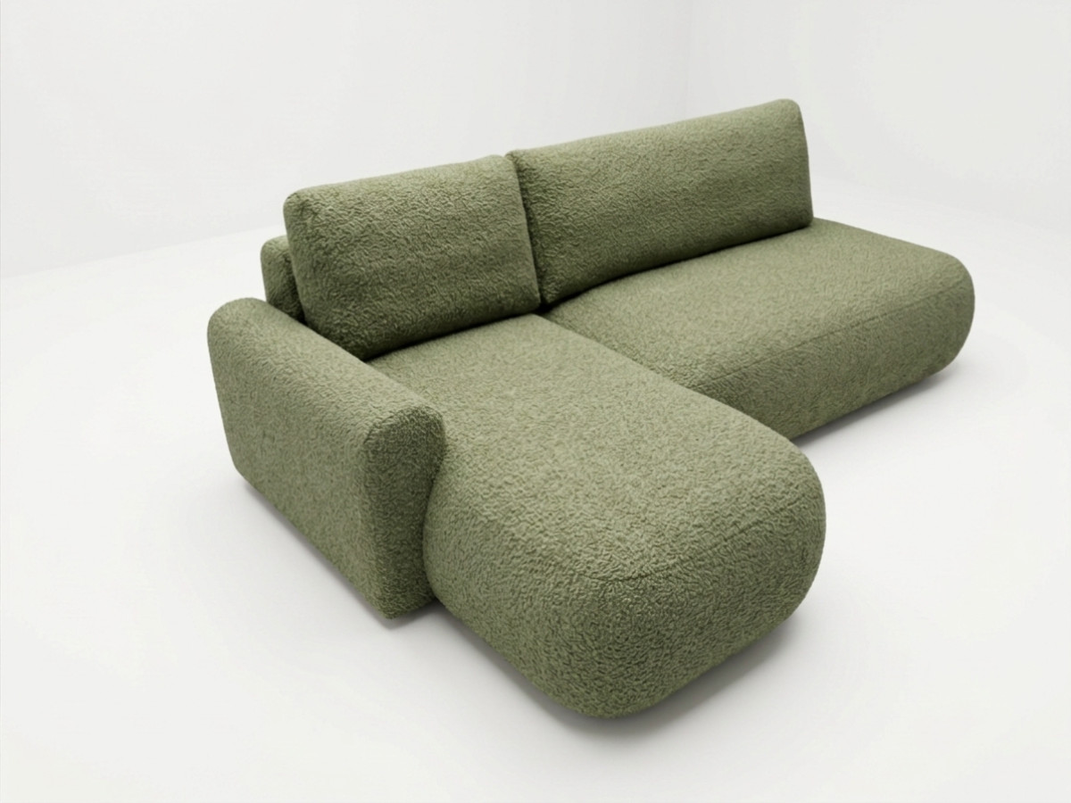 Canapé d'angle convertible TANGO tissu bouclette