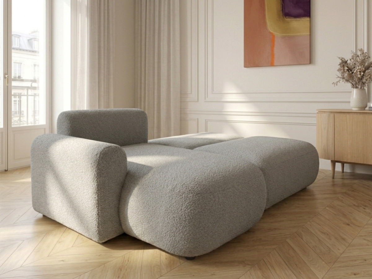 Canapé d'angle convertible TANGO tissu bouclette