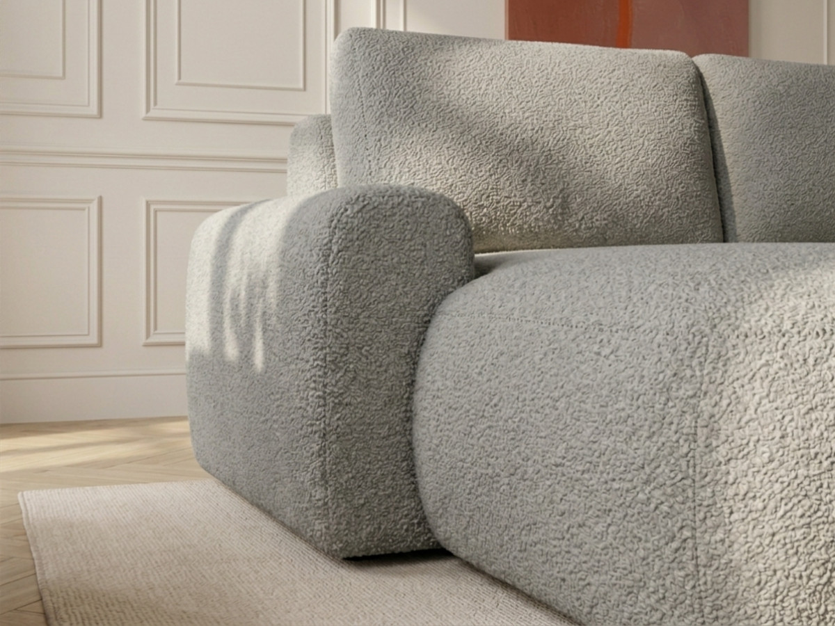 Canapé d'angle convertible TANGO tissu bouclette