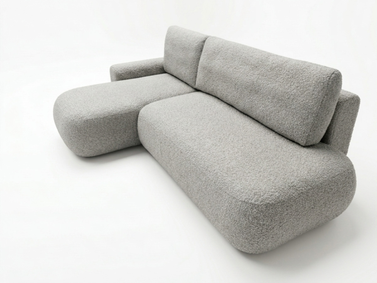 Canapé d'angle convertible TANGO tissu bouclette