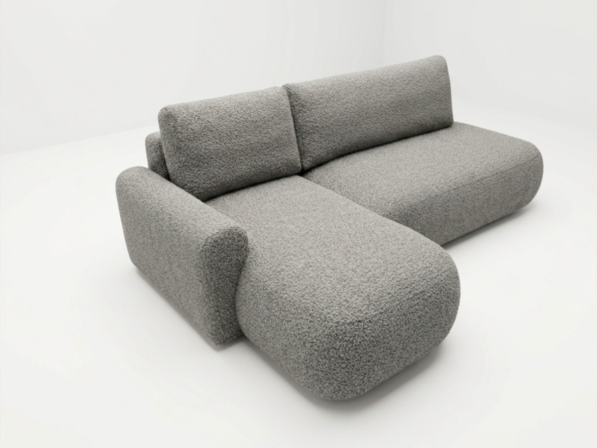 Canapé d'angle convertible TANGO tissu bouclette