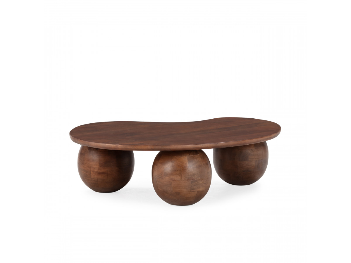 Organische salontafel van 107 cm AMANDINE van massief mangohout