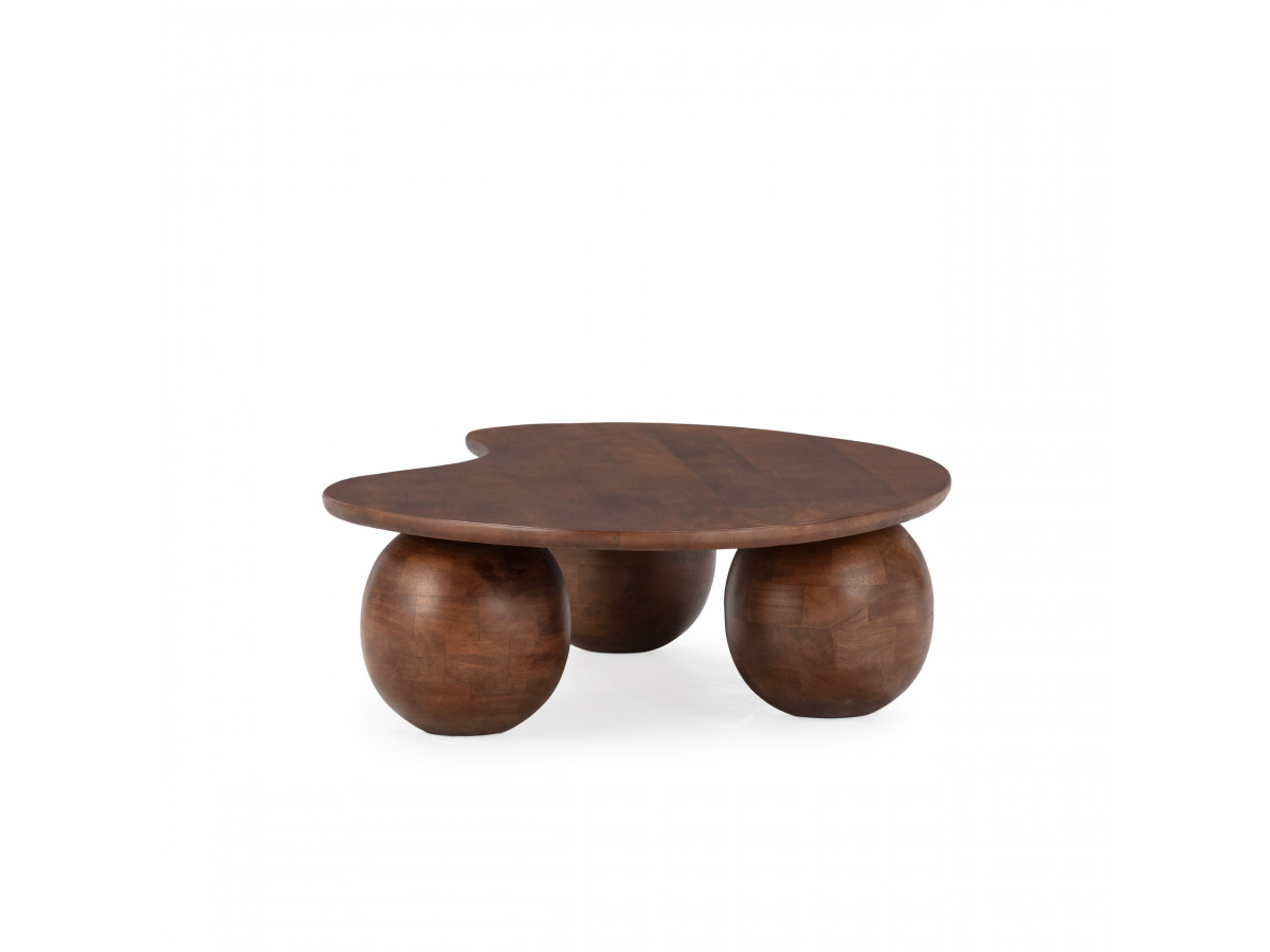 Organische salontafel van 107 cm AMANDINE van massief mangohout