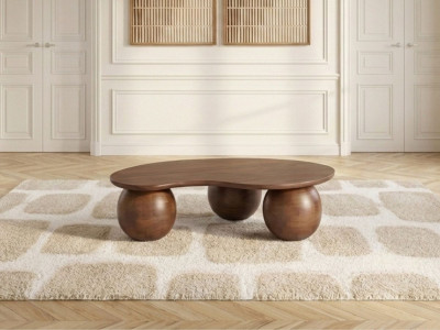 Table basse organique 107 cm AMANDINE bois massif de manguier
