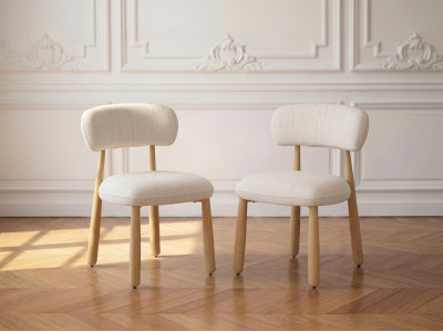 Lot de 2 chaises DAUPHINE tissu texturé et pieds effet chêne