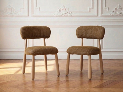 Lot de 2 chaises DAUPHINE tissu texturé et pieds effet chêne