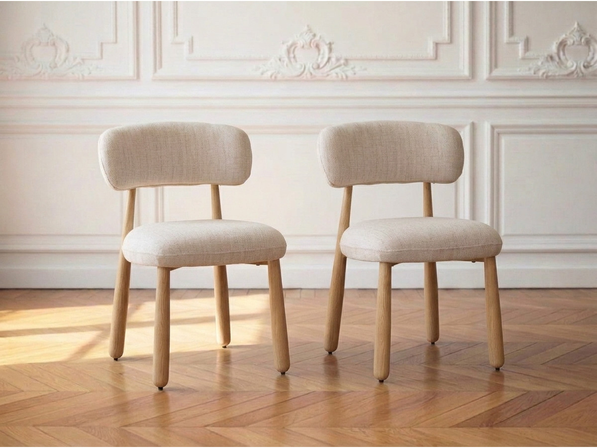 Set van 2 stoelen DAUPHINE van gestructureerde stof met poten met eikeneffect