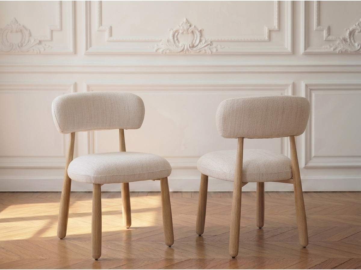 Set van 2 stoelen DAUPHINE van gestructureerde stof met poten met eikeneffect