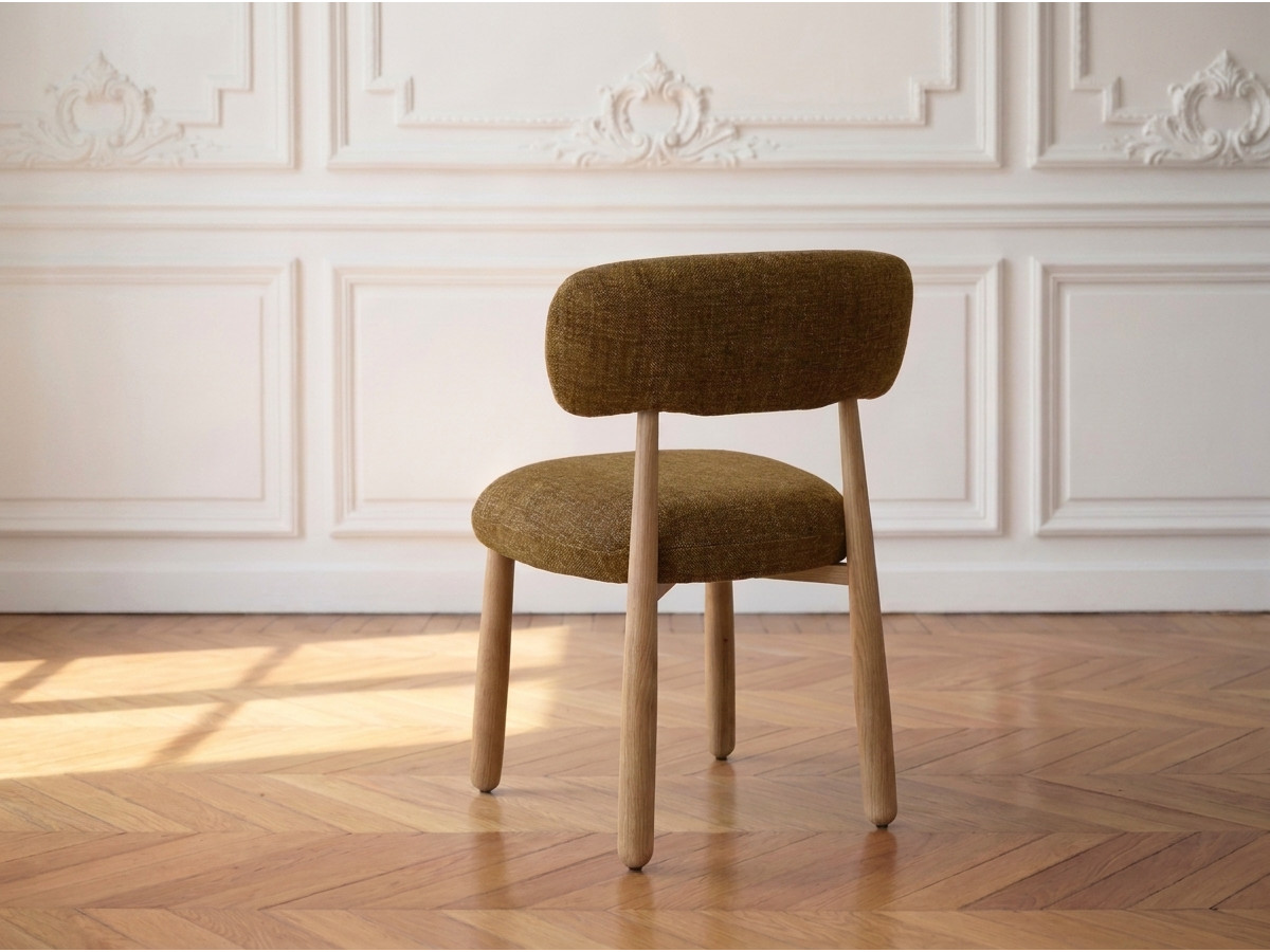 Lot de 2 chaises DAUPHINE tissu texturé et pieds effet chêne