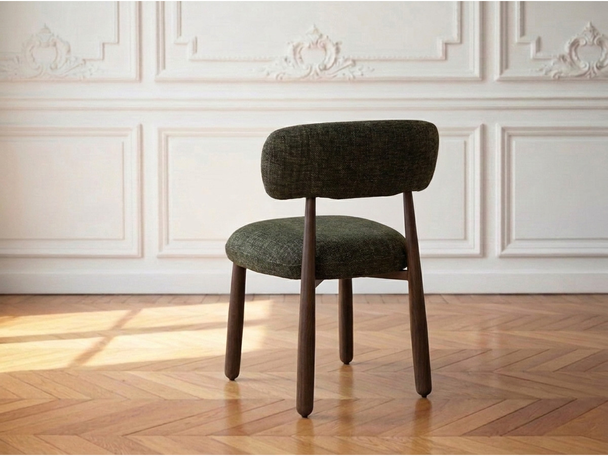 Lot de 2 chaises DAUPHINE tissu texturé et pieds effet noyer