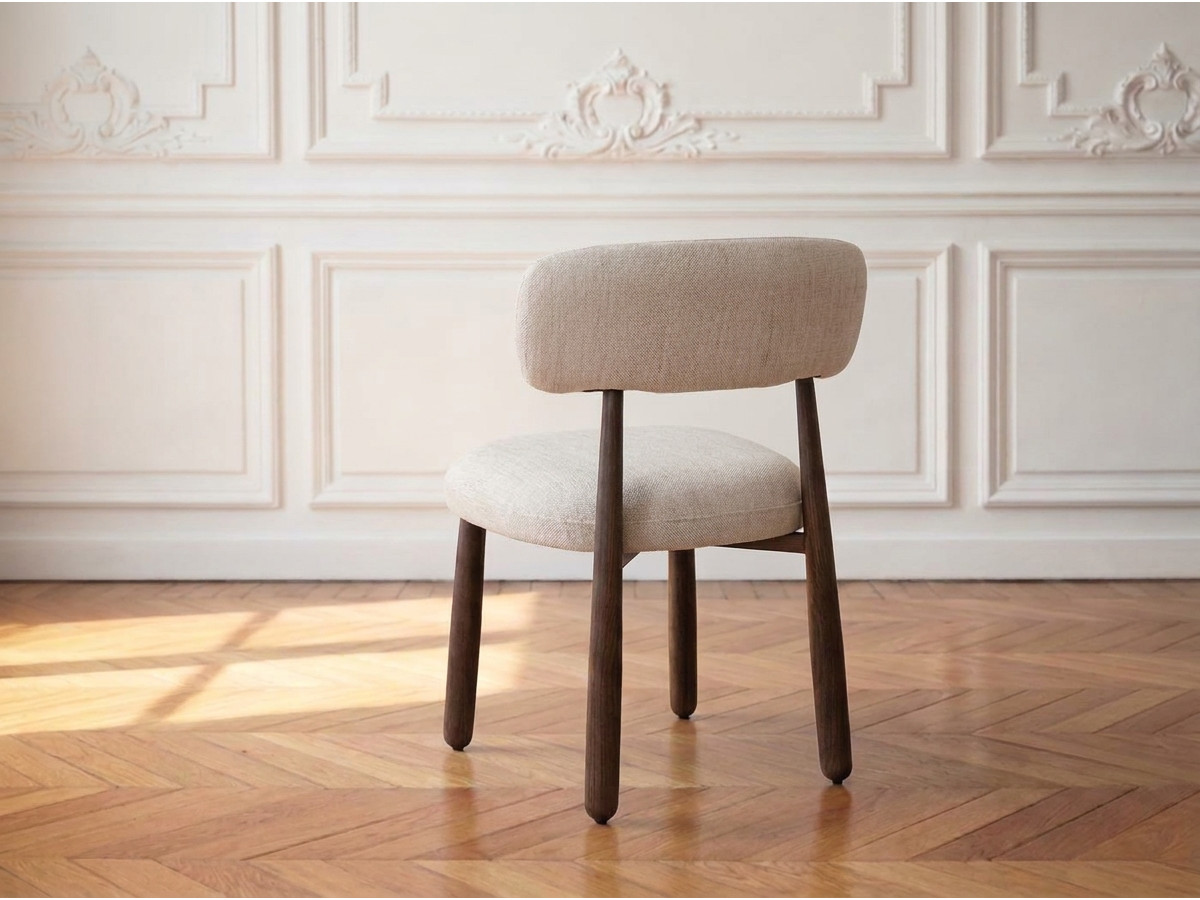 Lot de 2 chaises DAUPHINE tissu texturé et pieds effet noyer
