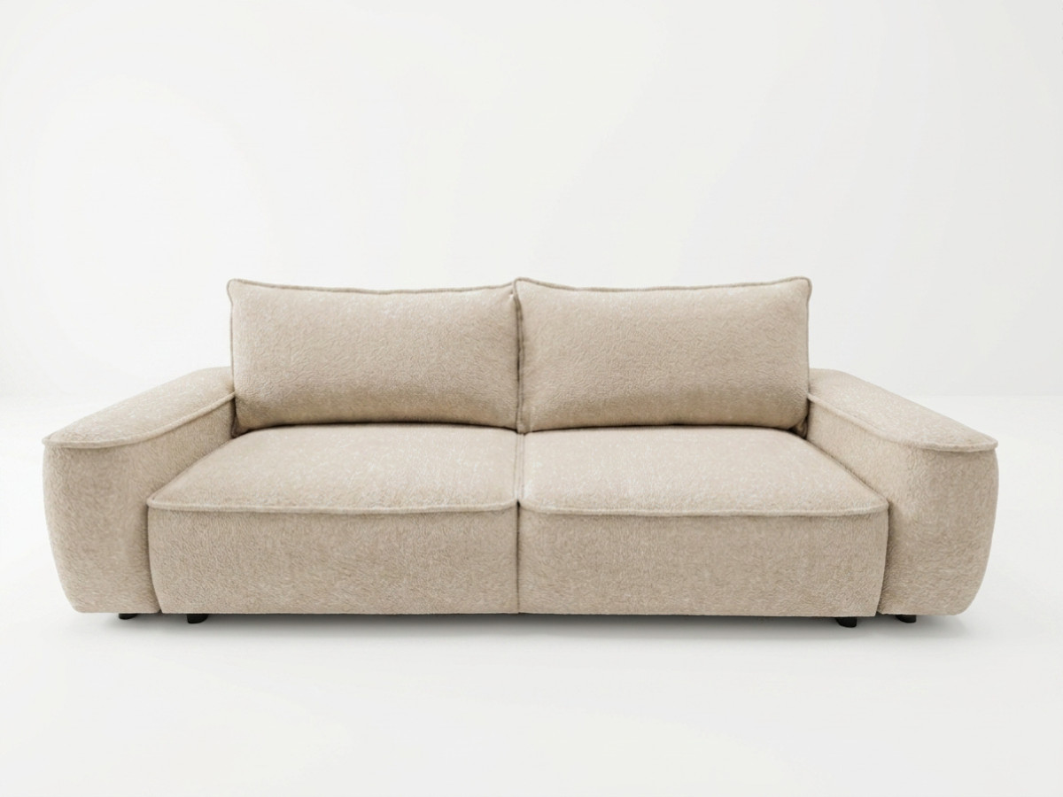 rechte, omvormbare zetel voor 3 personen, honore, chenillestof gekleurd beige