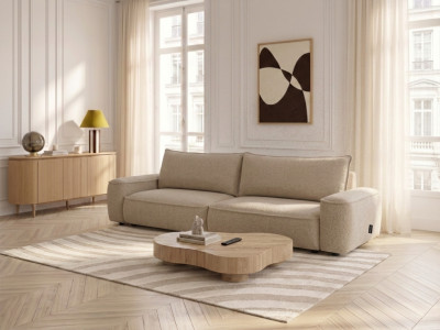 Canapé droit convertible 3 places HONORE tissu chenille