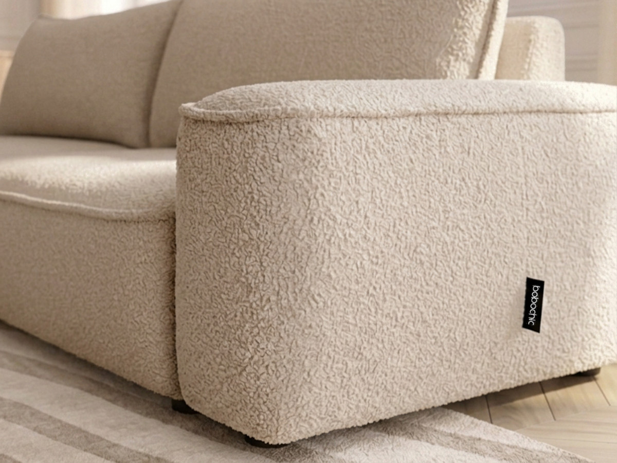Canapé droit convertible 3 places HONORE chenille beige — vue 6
