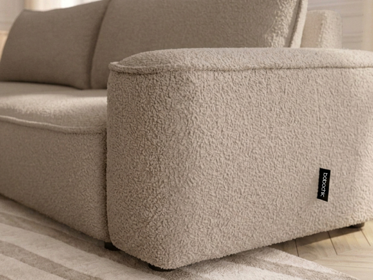 Canapé droit convertible 3 places HONORE chenille marron — vue 6