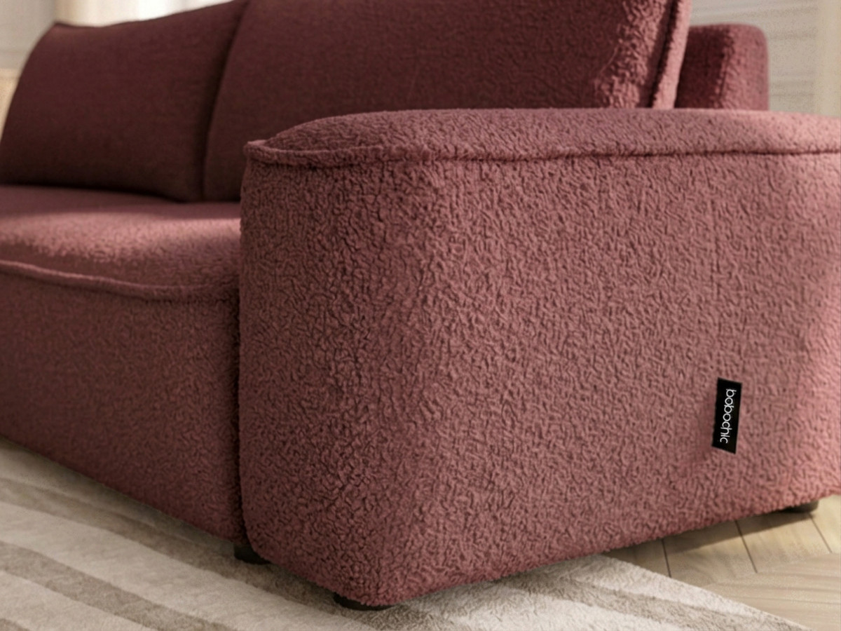 Canapé droit convertible 3 places HONORE chenille rouge — vue 6
