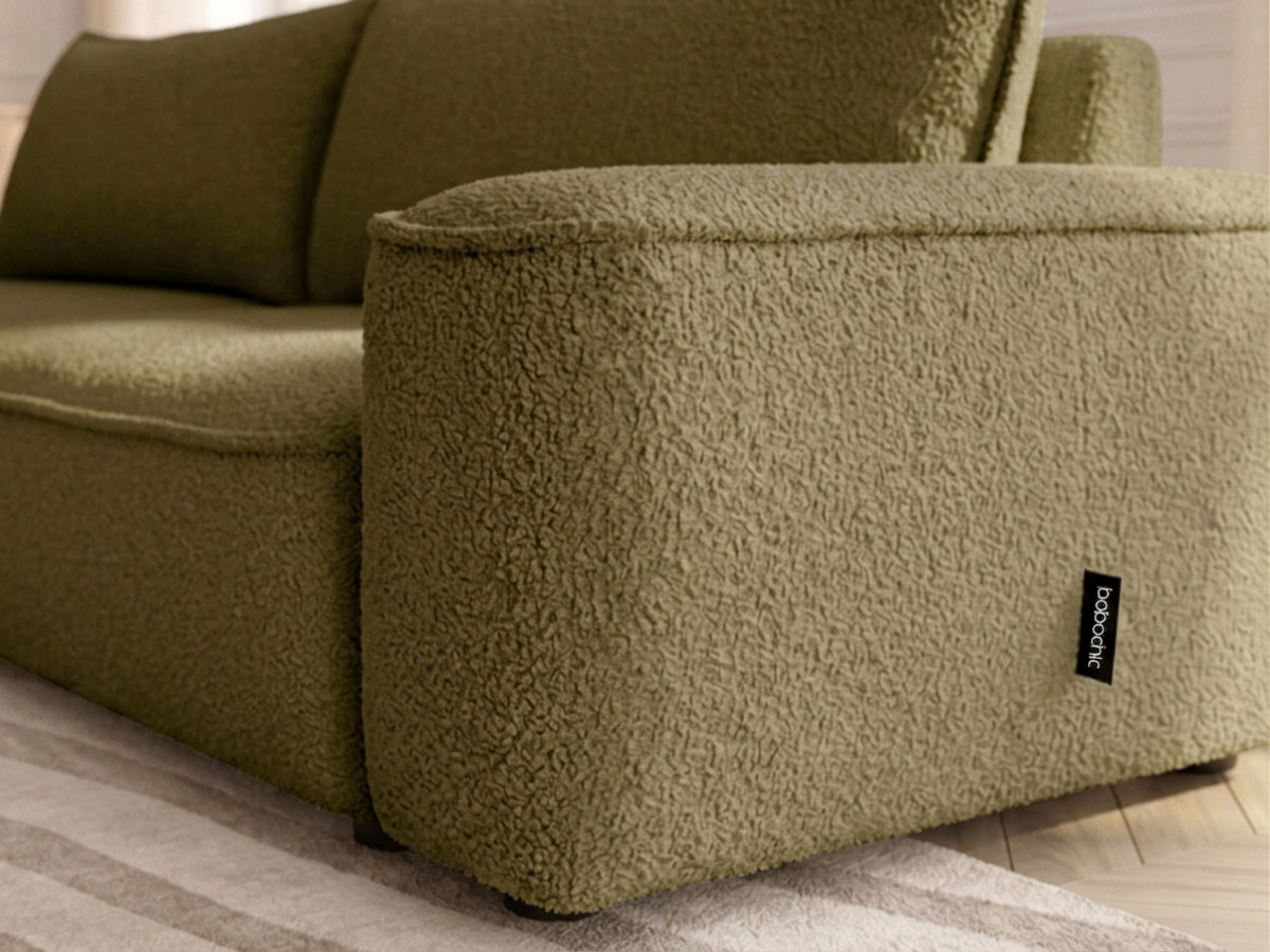 Canapé droit convertible 3 places HONORE chenille vert — vue 6