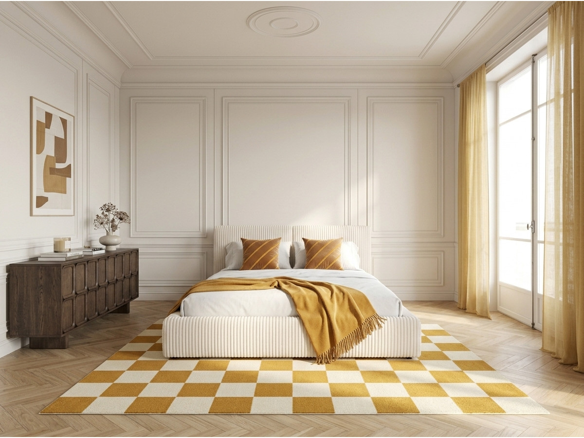Lit coffre MADELEINE tissu velours côtelé