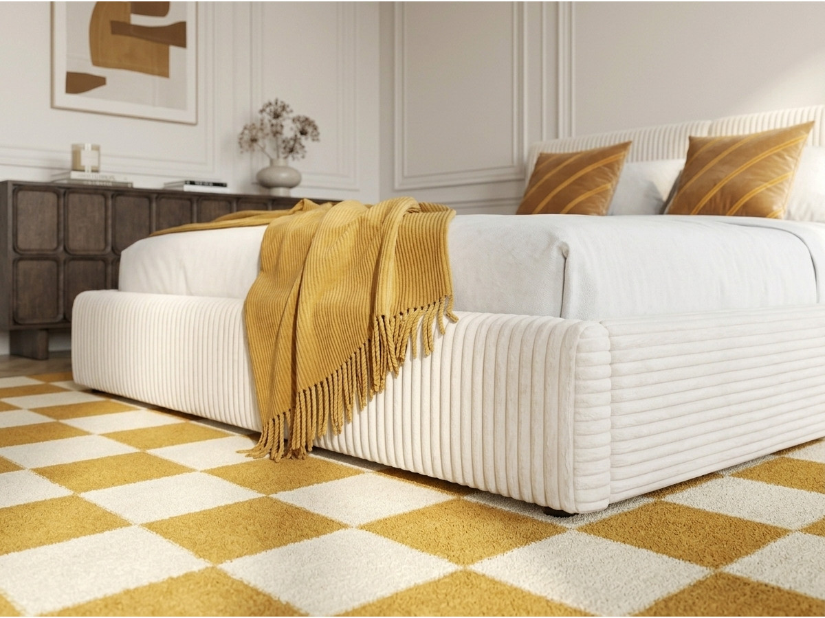 Lit coffre MADELEINE tissu velours côtelé