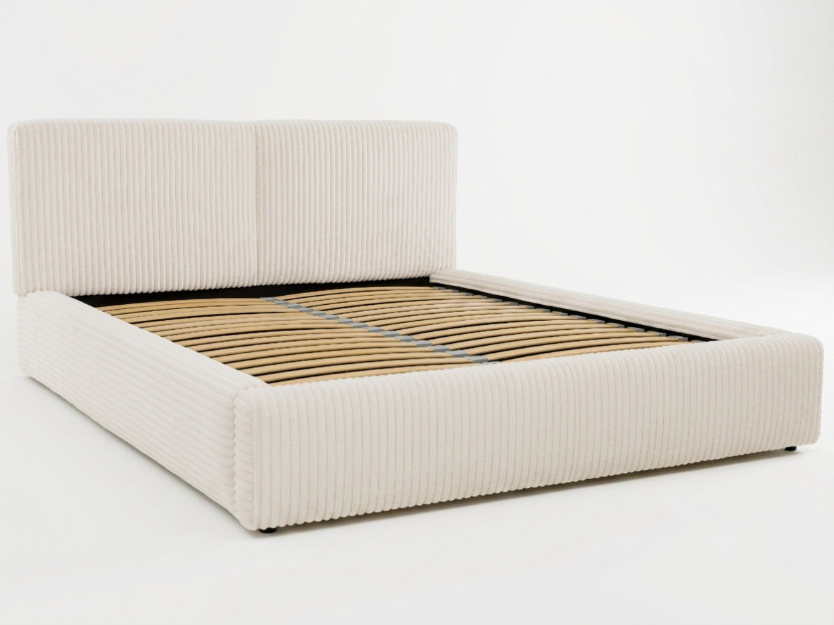 Lit coffre MADELEINE velours côtelé beige — vue 6