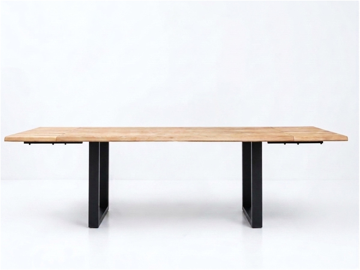 Table à manger extensible WENDY chêne massif et pieds carrés métal