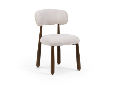 Lot de 2 chaises DAUPHINE tissu texturé et pieds effet noyer