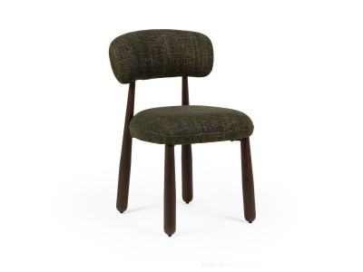 Lot de 2 chaises DAUPHINE tissu texturé et pieds effet noyer