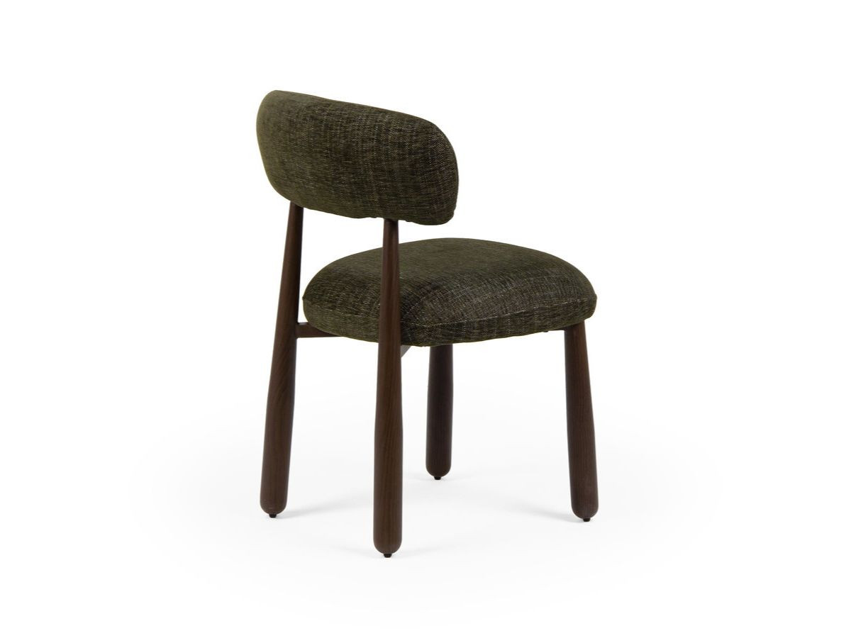 Lot de 2 chaises DAUPHINE tissu texturé et pieds effet noyer