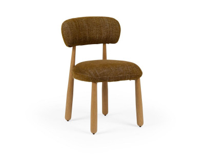 Lot de 2 chaises DAUPHINE tissu texturé et pieds effet chêne