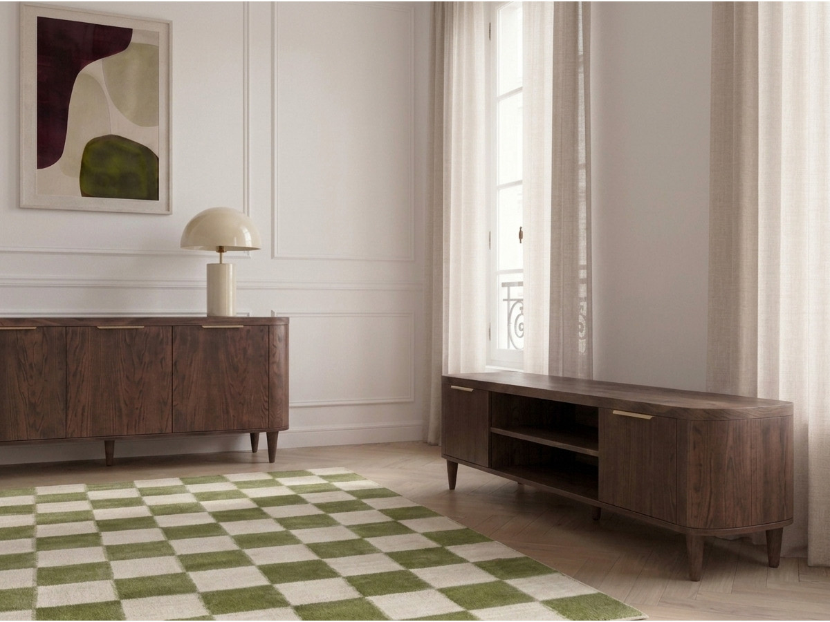 Ensemble MAZARGUES avec buffet 180 cm + meuble TV 180 cm placage chêne massif