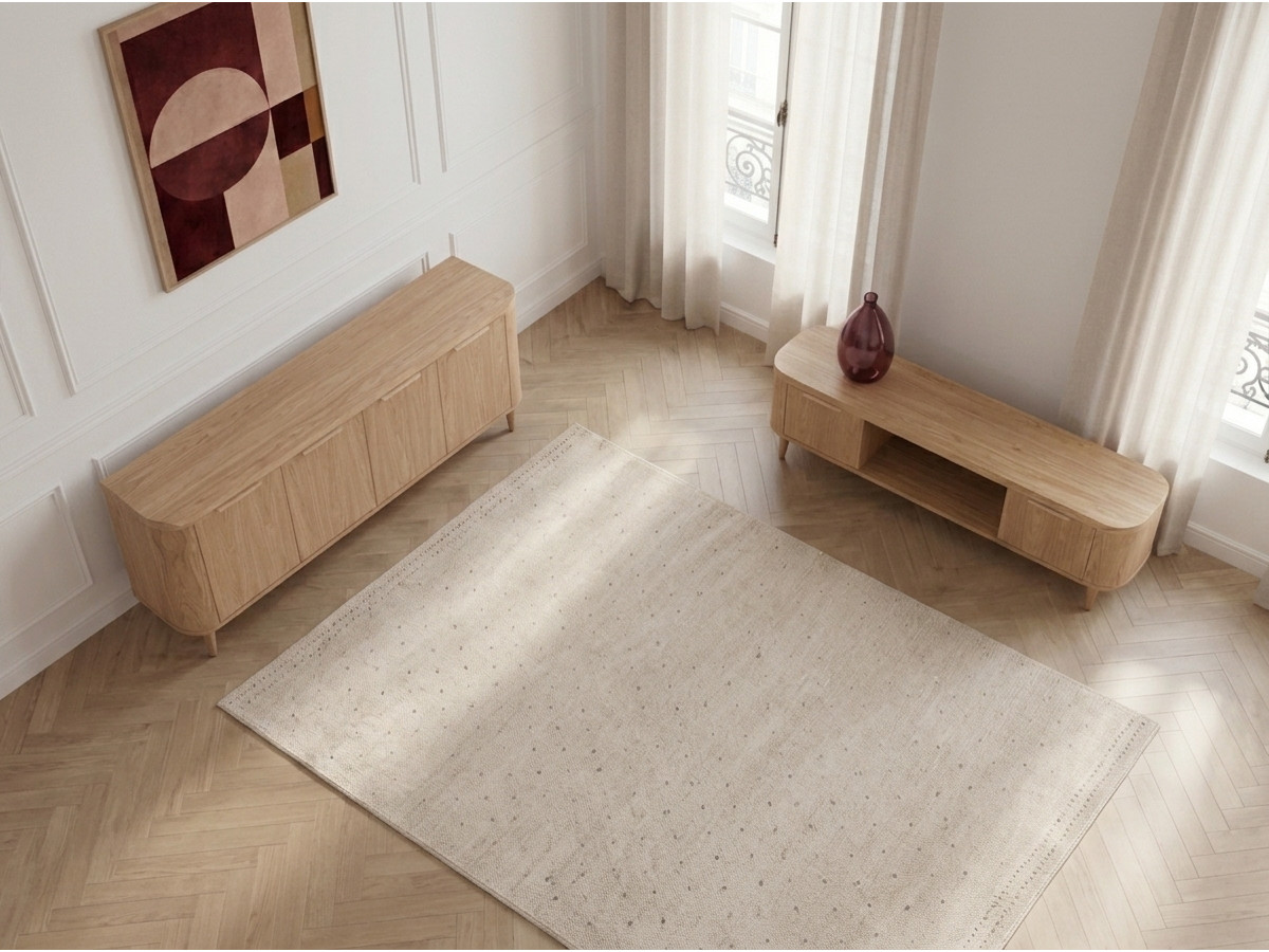 MAZARGUES-set met dressoir van 200 cm + tv-meubel van 200 cm, fineer van massief eikenhout