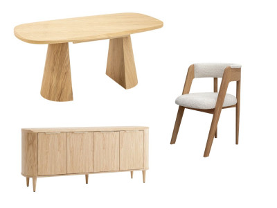 Ensemble MAZARGUES avec table à manger et chaises BASTIDE + buffet 200 cm