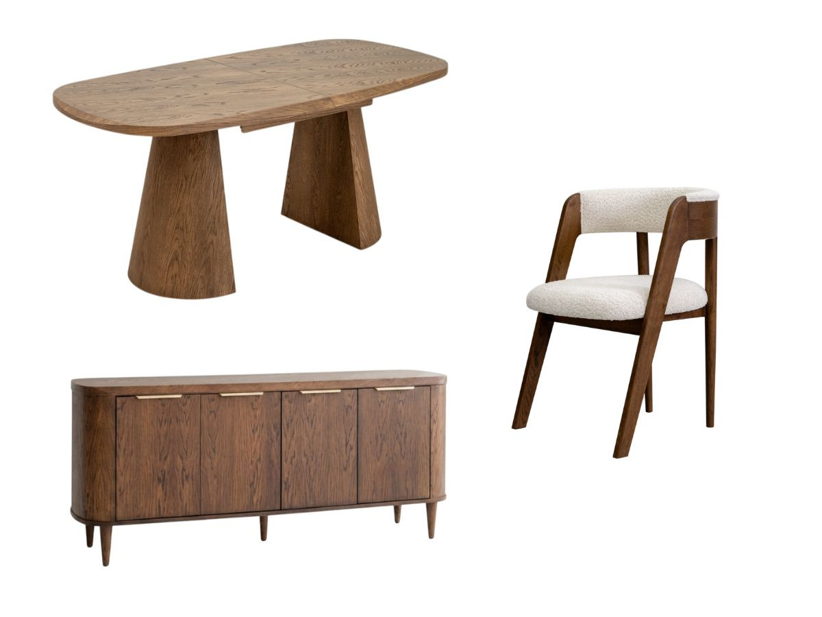 Ensemble MAZARGUES avec table à manger et 6 chaises BASTIDE + buffet 200 cm