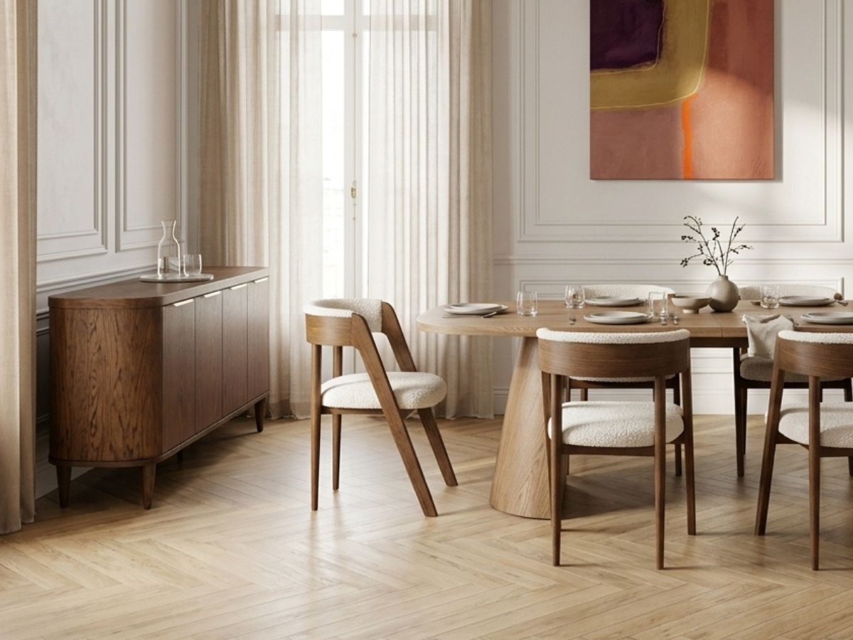 Ensemble MAZARGUES avec table à manger et 6 chaises BASTIDE + buffet 200 cm