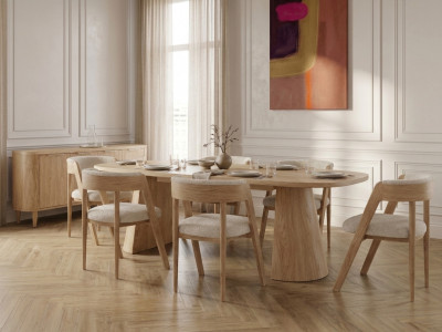 Ensemble MAZARGUES avec table à manger et chaises BASTIDE + buffet 200 cm