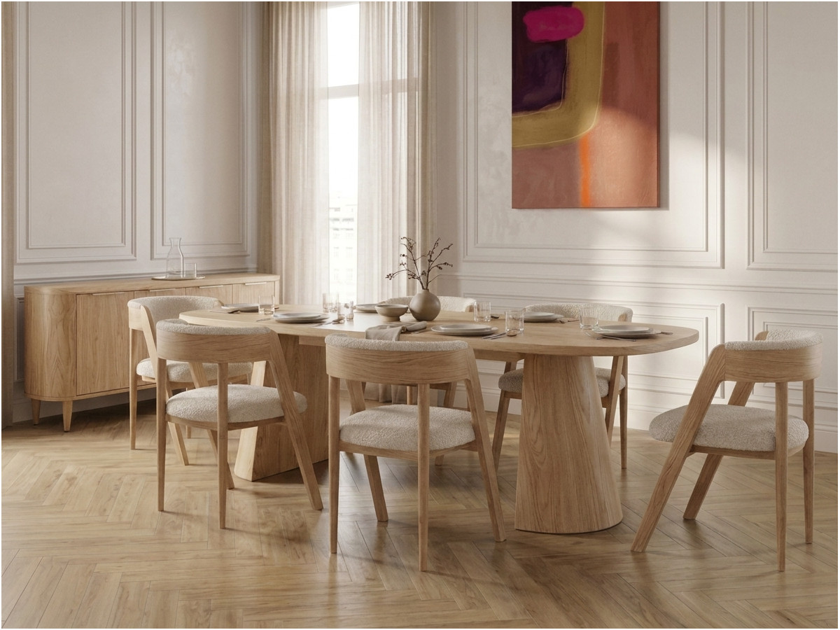 Ensemble MAZARGUES avec table à manger et 6 chaises BASTIDE + buffet 200 cm