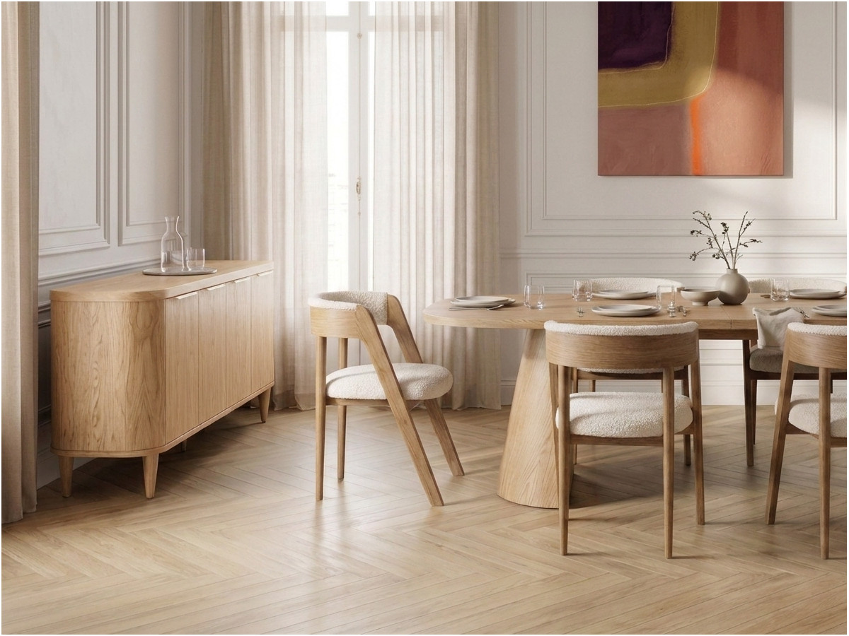 Ensemble MAZARGUES avec table à manger et 6 chaises BASTIDE + buffet 200 cm
