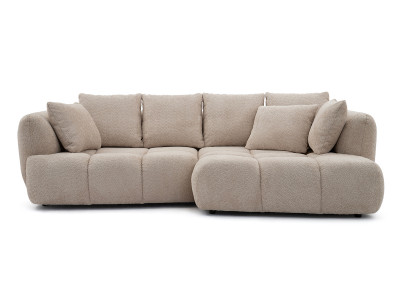 Canapé d'angle convertible avance-recule électrique AUDE tissu bouclette