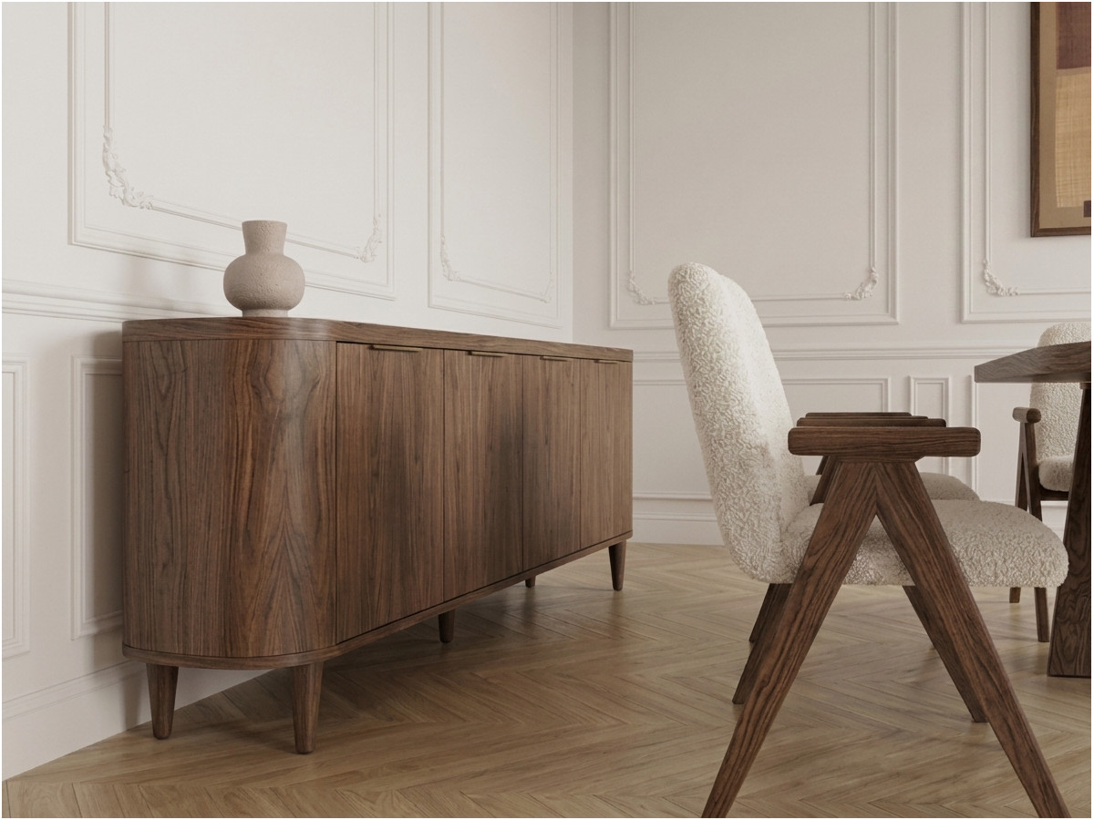 Ensemble MAZARGUES avec table à manger et 6 chaises PAGNOL + buffet 200 cm marron foncé — vue 5