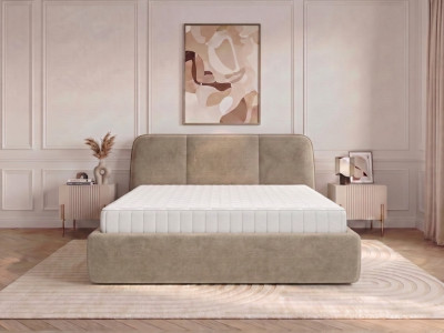 Ensemble avec lit coffre MOONA velours lisse + matelas hybride