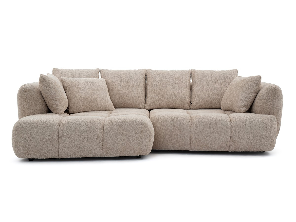 narożna sofa z funkcją spania i elektryczną regulacją głębokości aude, obita tkaniną boucle kolorowy beżowy
