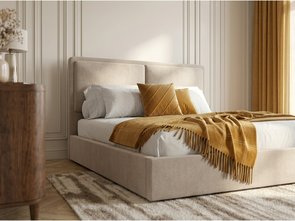 Lit coffre MARA texturé beige — vue 4