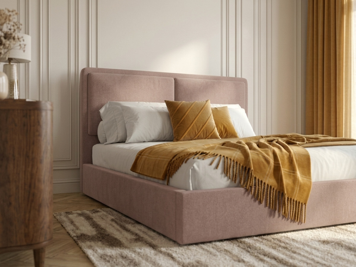 Lit coffre MARA texturé rose — vue 4