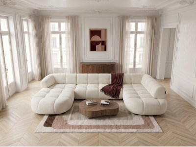 Canapé panoramique avance-recule électrique LOVELY tissu chenille