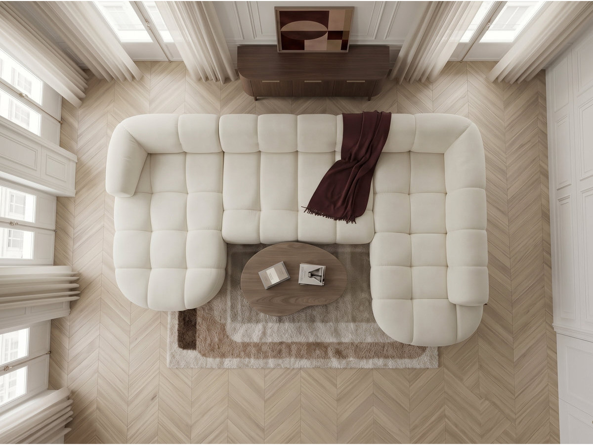 Canapé panoramique avance-recule électrique LOVELY chenille beige — vue 5