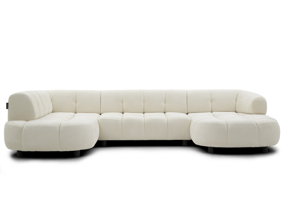 sofa panoramiczna z elektrycznym wysuwaniem i wsuwaniem, lovely, tkanina szenilowa kolorowy beżowy