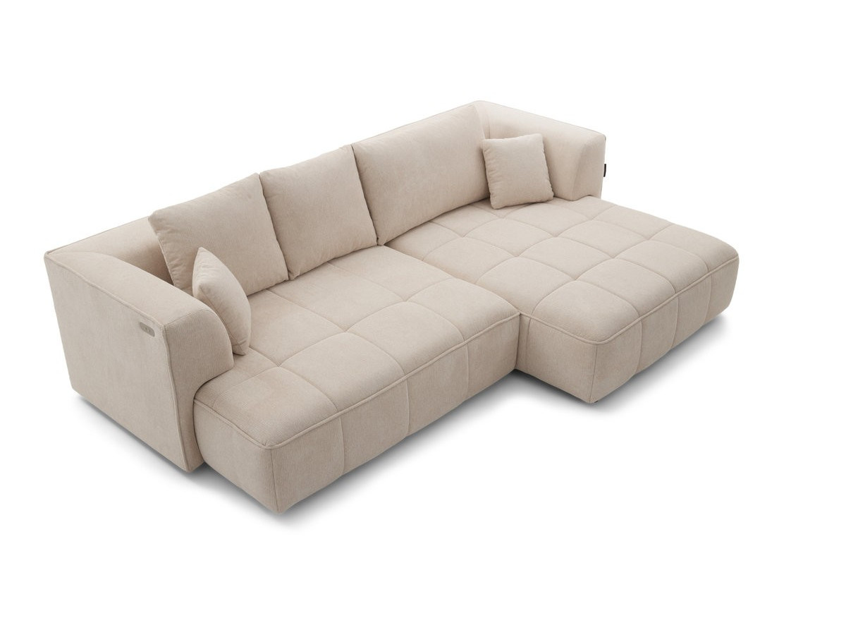 Canapé d'angle convertible avance-recule électrique CLOVIS tissu lisse