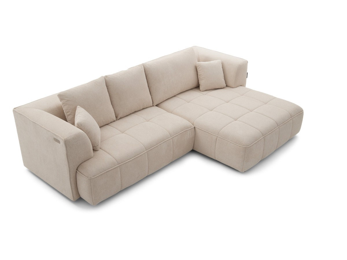 Canapé d'angle convertible avance-recule électrique CLOVIS tissu lisse