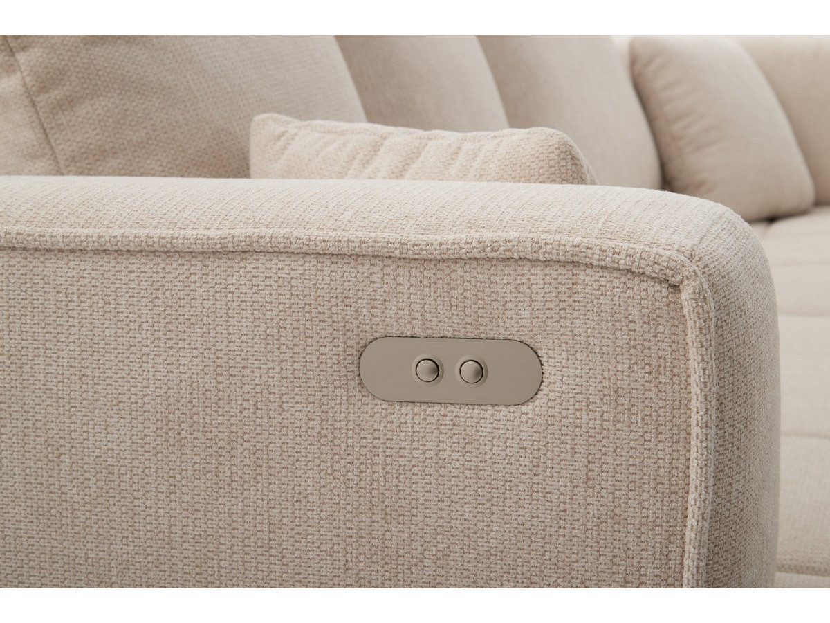 Canapé d'angle convertible avance-recule électrique CLOVIS tissu lisse