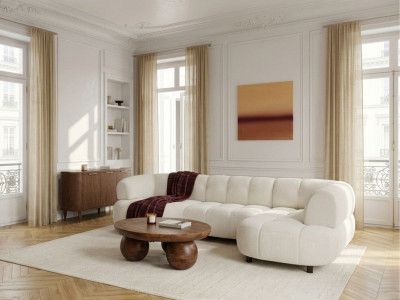 Canapé d'angle L convertible avance-recule électrique LOVELY tissu chenille